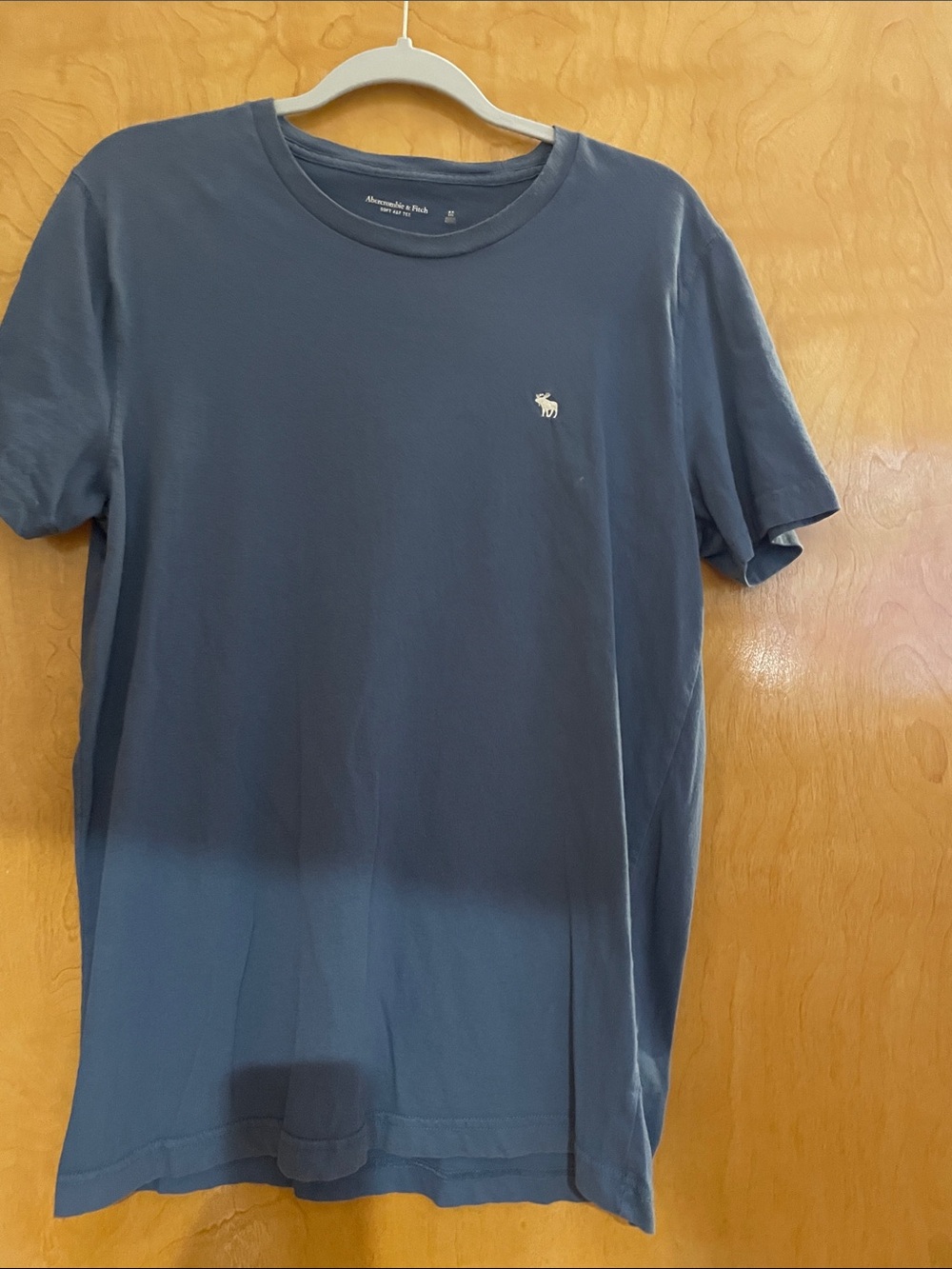 Abercrombie & Fitch Men's Crew Neck T-Shirt - Slate Blue with White Logo